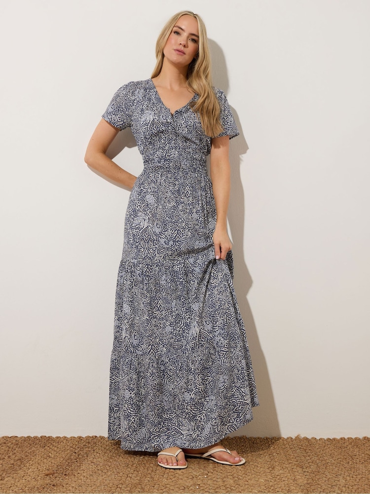 Long Tall Sally Blue Floral Print Tiered Maxi Dress - Image 2 of 5