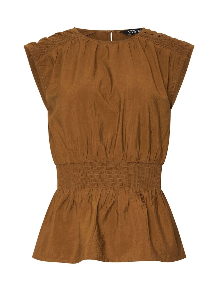 Long Tall Sally Brown Shirred Waist Top - Image 1 of 1