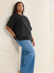 Yours Curve Black Western Boho Diamond Top - Image 2 of 5