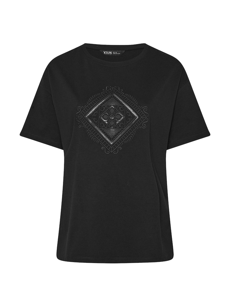 Yours Curve Black Western Boho Diamond Top - Image 5 of 5