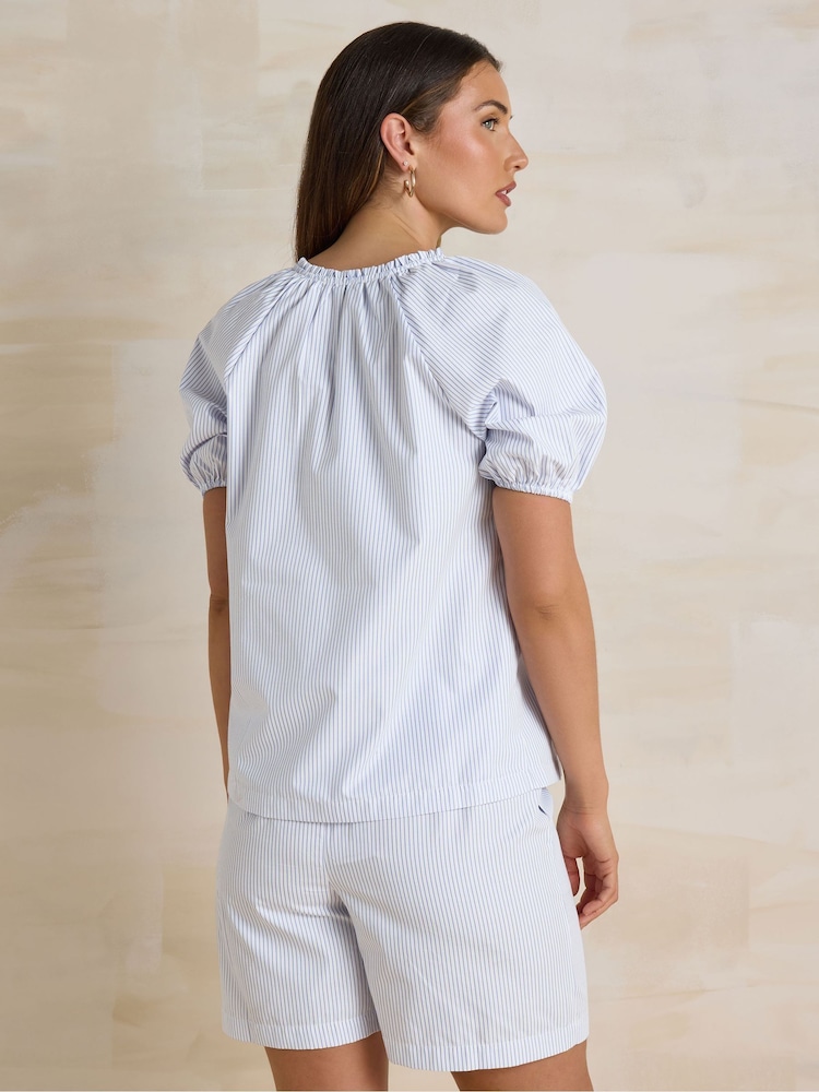 Long Tall Sally White Stripe Notch Neck Blouse - Image 2 of 5