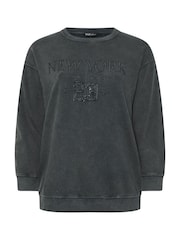 Yours Curve Grey New York Slogan Sweatshirt - Image 2 of 5