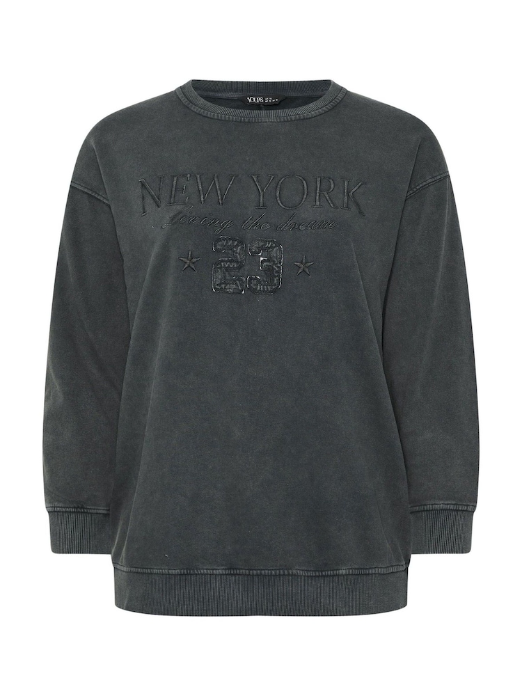 Yours Curve Grey New York Slogan Sweatshirt - Image 2 of 5