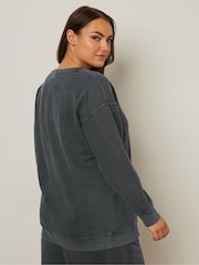 Yours Curve Grey New York Slogan Sweatshirt - Image 4 of 5