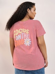 Yours Curve Pink Focus Good Placement T-Shirt - Image 2 of 6