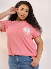 Yours Curve Pink Focus Good Placement T-Shirt - Image 3 of 6
