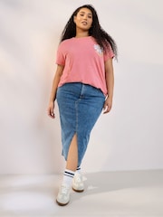 Yours Curve Pink Focus Good Placement T-Shirt - Image 4 of 6