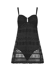 Long Tall Sally Black Crochet Skirted Swimsuit - Image 6 of 7