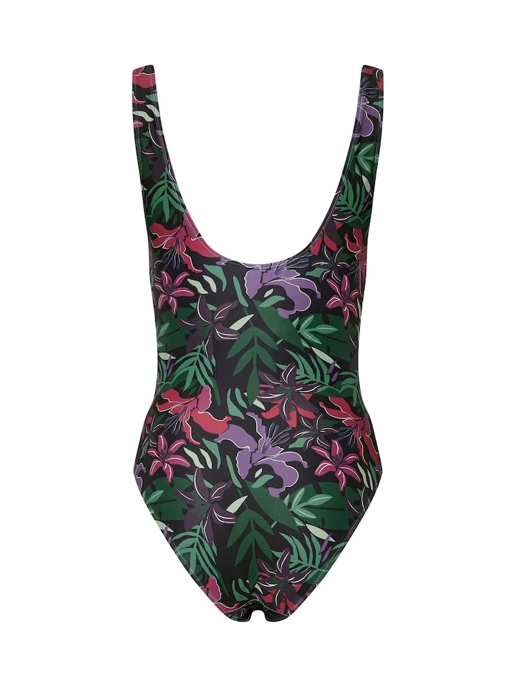 Long Tall Sally Black Tropical Ladder Trim Swimsuit - Image 7 of 7