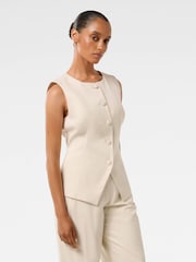 Forever New Cream Petite Valeria High Neck Waistcoat - Image 1 of 5