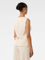 Forever New Cream Petite Valeria High Neck Waistcoat - Image 2 of 5