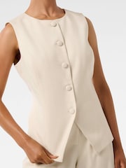 Forever New Cream Petite Valeria High Neck Waistcoat - Image 3 of 5