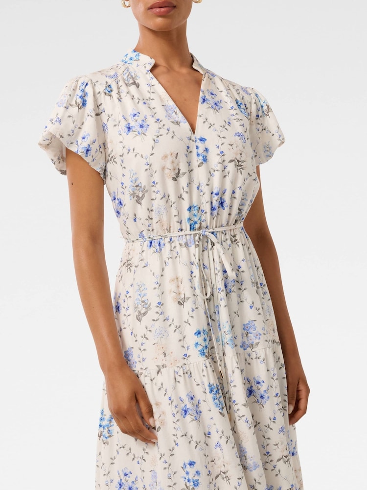 Forever New White Jacqueline Petite Puff Sleeves Tiered Midi Dress - Image 3 of 3