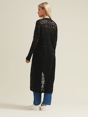 M&Co Black Petite Maxi Crochet Cardigan - Image 2 of 6