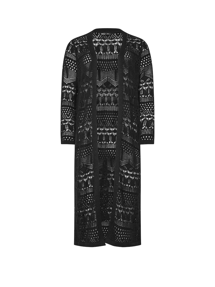 M&Co Black Petite Maxi Crochet Cardigan - Image 6 of 6