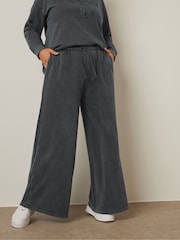 Yours Curve Black Wide Leg Joggers - Image 1 of 5