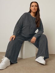 Yours Curve Black Wide Leg Joggers - Image 3 of 5