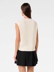 Forever New Cream Emily Zip Detail Knitted Tank Top - Image 2 of 5