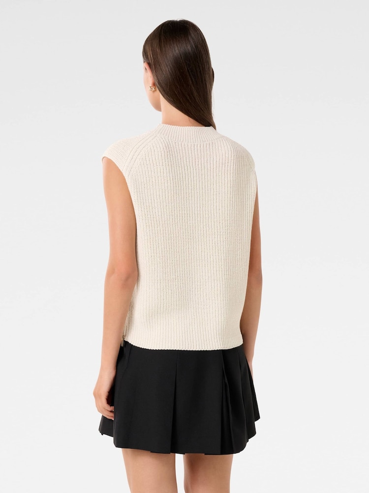 Forever New Cream Emily Zip Detail Knitted Tank Top - Image 2 of 5