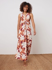 M&Co Orange Floral Twist Front Sleeveless Maxi Dress - Image 2 of 5