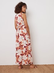 M&Co Orange Floral Twist Front Sleeveless Maxi Dress - Image 3 of 5