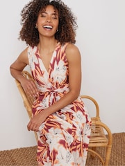 M&Co Orange Floral Twist Front Sleeveless Maxi Dress - Image 4 of 5