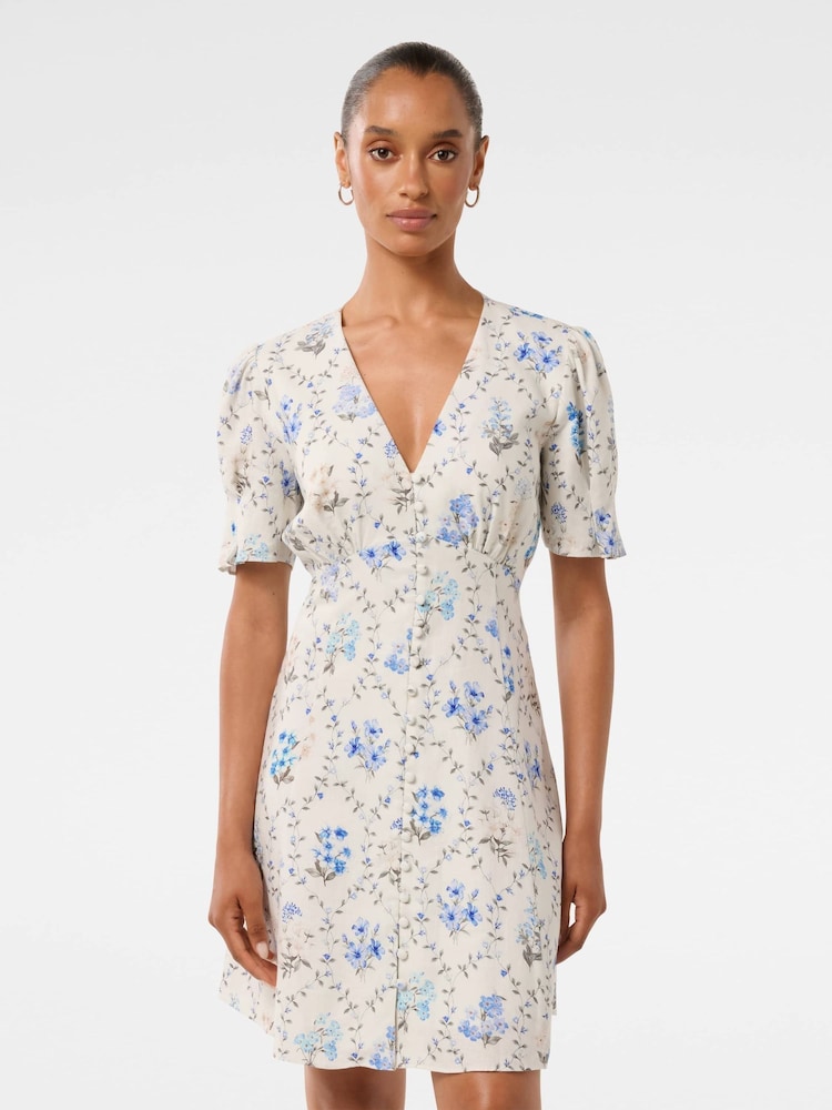 Forever New White Berna Petite Printed Mini Dress - Image 1 of 5