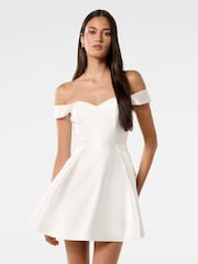 Forever New White Annie Short Sleeves A-Line Mini Dress - Image 1 of 5