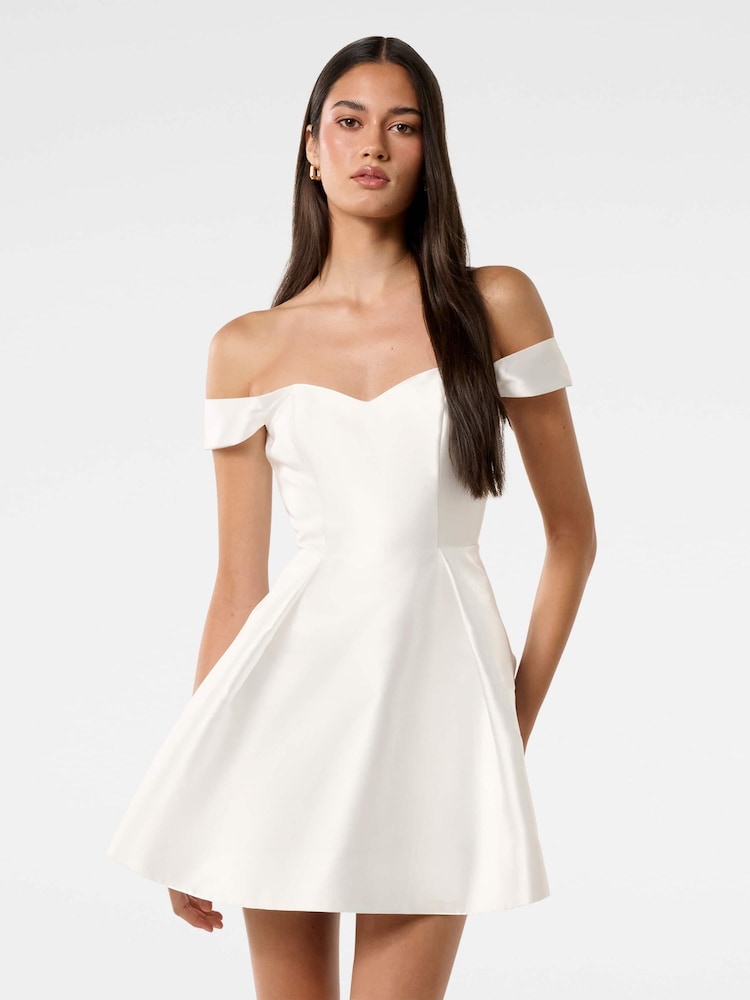 Forever New White Annie Short Sleeves A-Line Mini Dress - Image 1 of 5