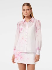 Forever New Pink Slim Cora Shirt with a Touch Of Linen - Image 1 of 5
