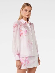 Forever New Pink Slim Cora Shirt with a Touch Of Linen - Image 4 of 5