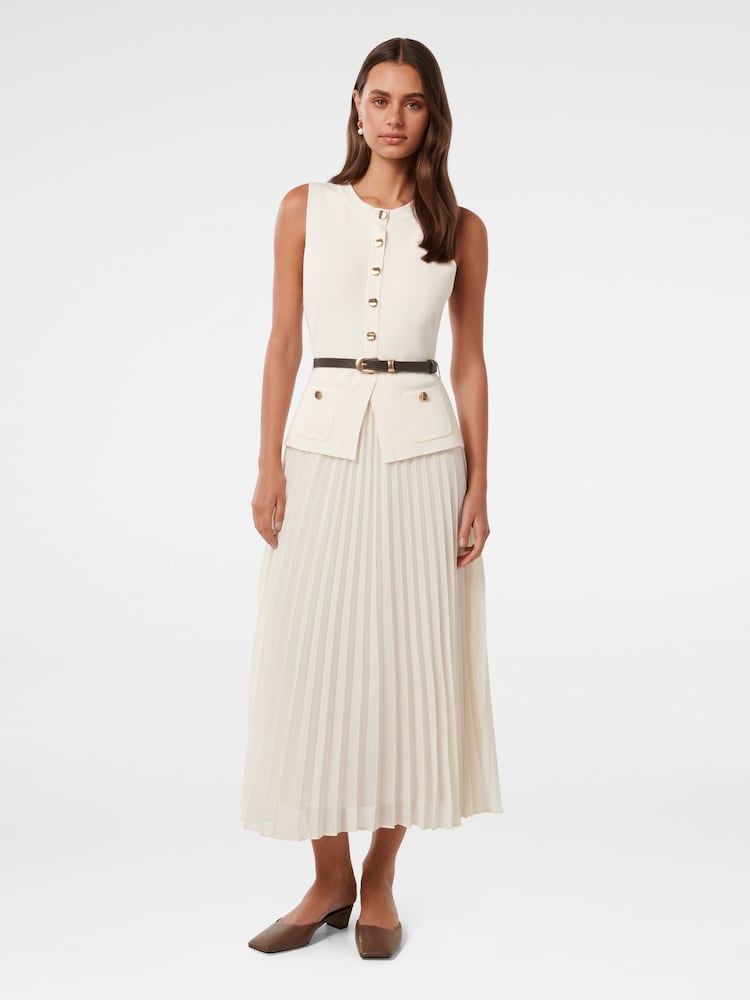 Forever New White Daphne Waistcoat Knitted Midi Dress - Image 1 of 4