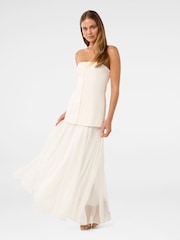 Forever New Cream Alexis Hook and Eye Sheer Maxi Dress - Image 1 of 4
