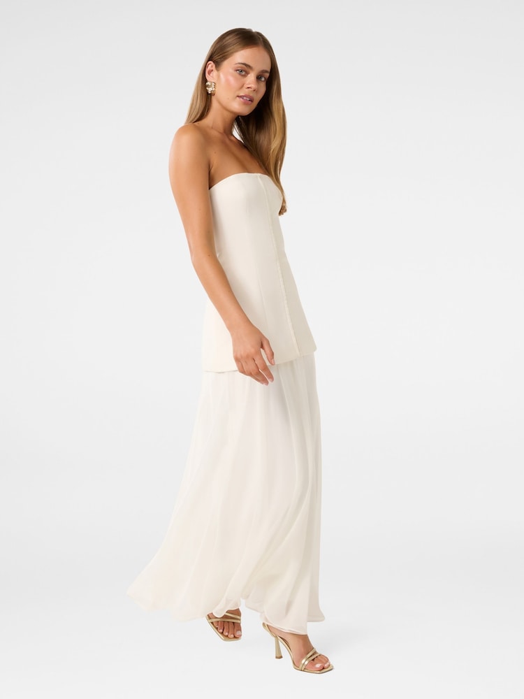 Forever New Cream Alexis Hook and Eye Sheer Maxi Dress - Image 4 of 4