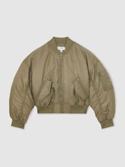 Reiss Khaki Juniper Technical Puffer Bomber Jacket - Image 2 of 7