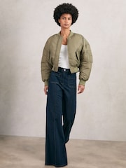 Reiss Khaki Juniper Technical Puffer Bomber Jacket - Image 3 of 7