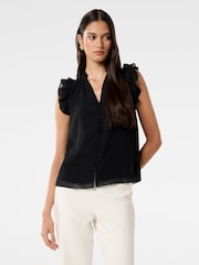 Forever New Black Abigail Ruffle Blouse - Image 1 of 5