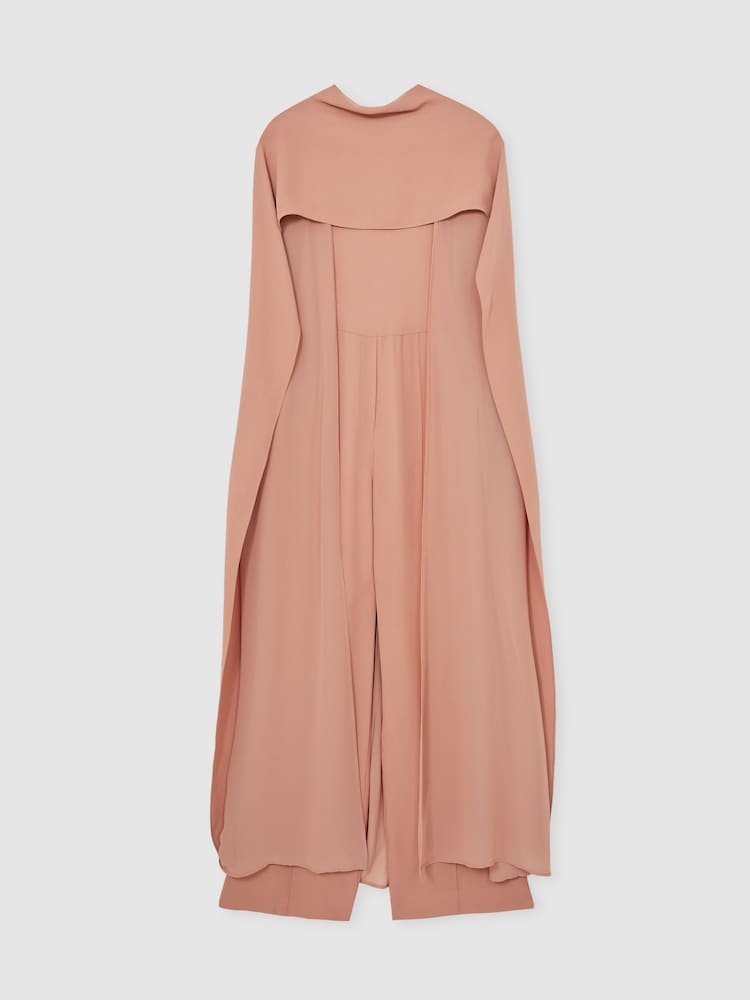 Reiss Pink Farley Wide-Leg Cape Jumpsuit - Image 2 of 7