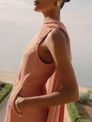 Reiss Pink Farley Wide-Leg Cape Jumpsuit - Image 3 of 7
