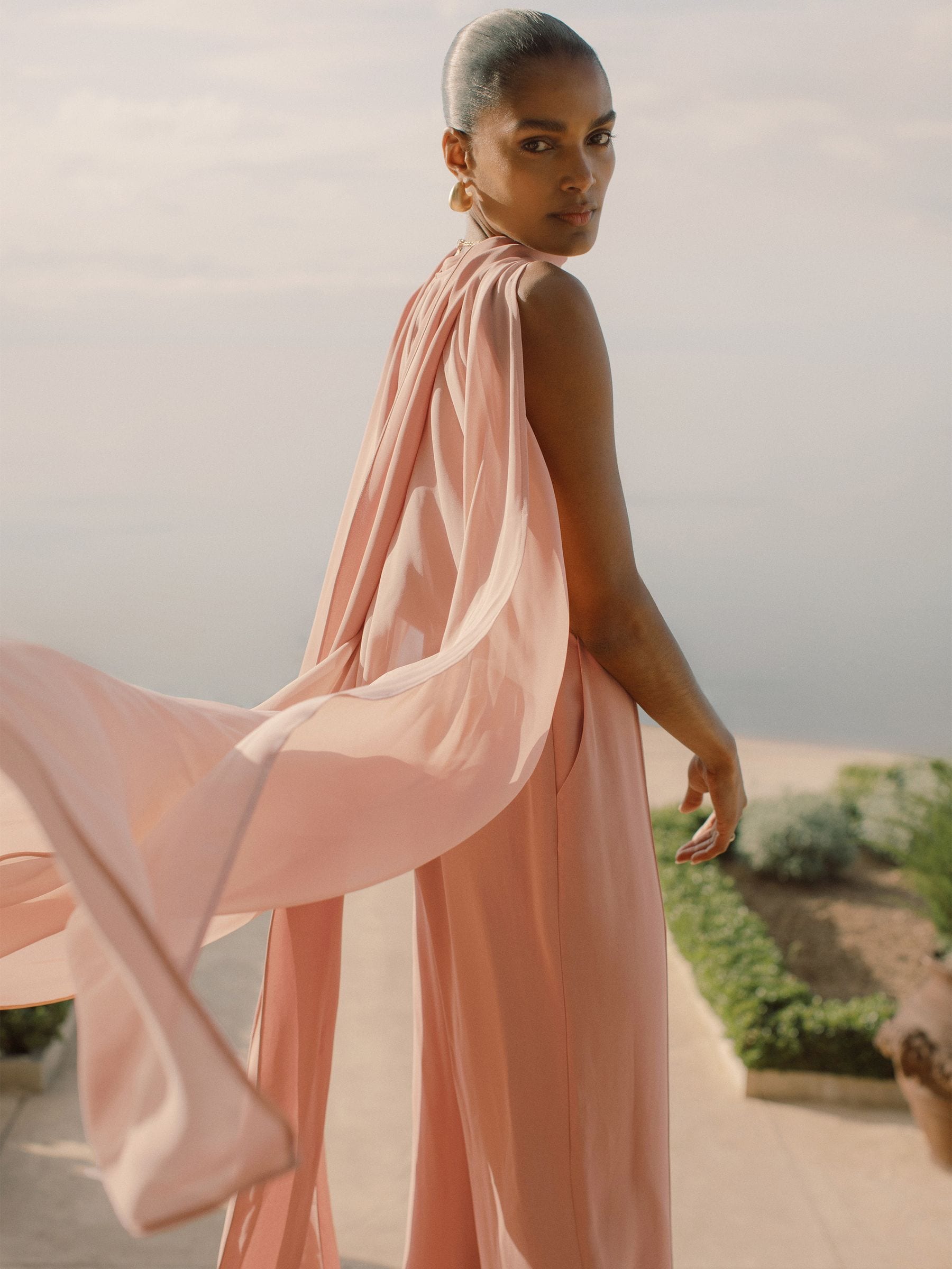 Buy Reiss Pink Farley Wide-Leg Cape Jumpsuit from Next USA