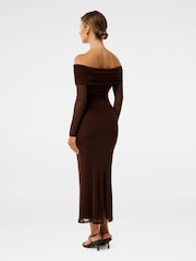 Forever New Brown Minnie Petite Mesh Bardot Midi Dress - Image 2 of 5