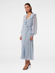 Forever New Blue Orla Ruffle Godet Midi Dress - Image 3 of 4