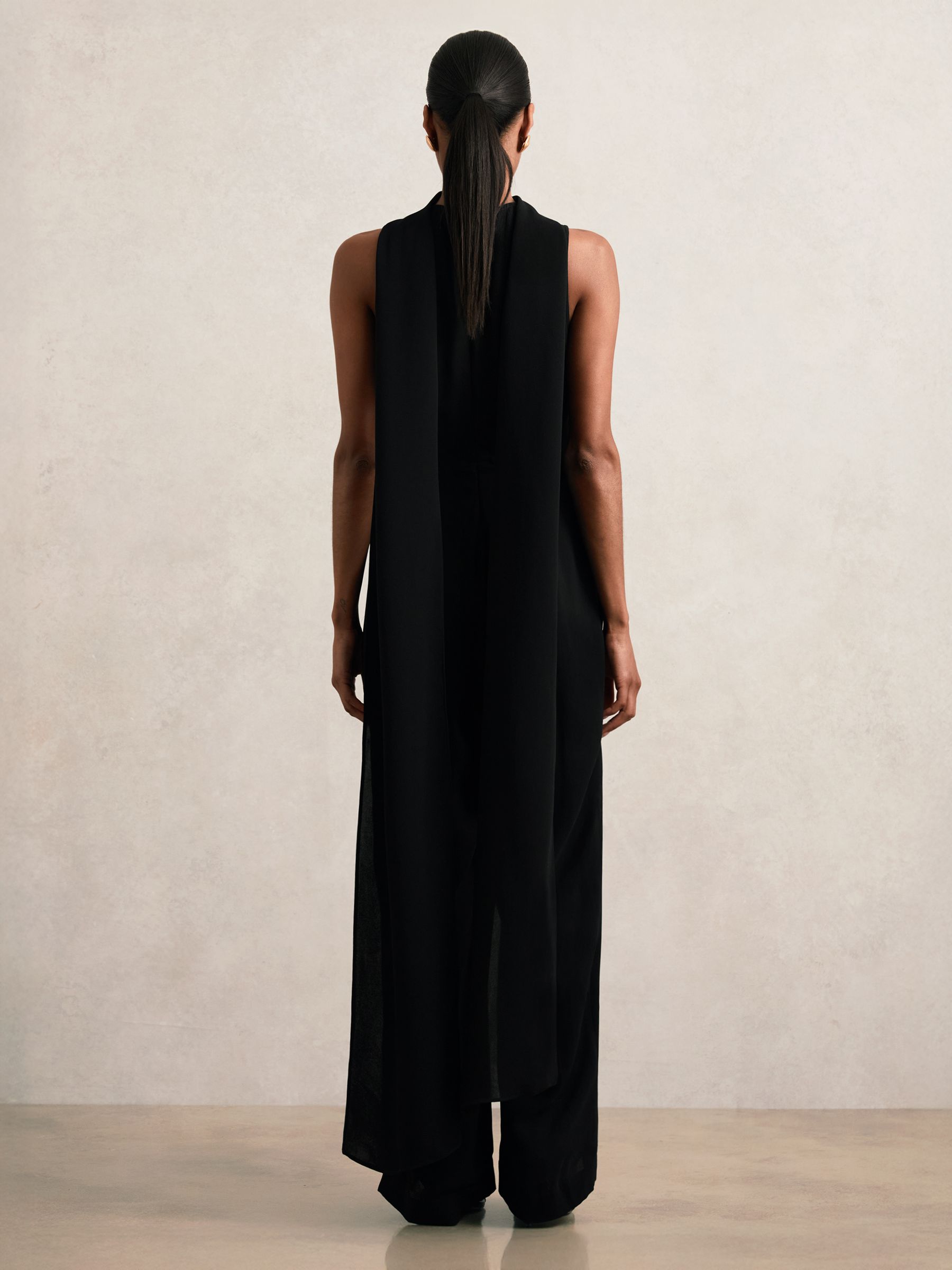 Buy Reiss Black Farley Wide-Leg Cape Jumpsuit from Next USA