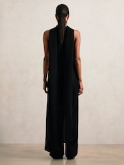 أسود - Reiss Farley Wide-Leg Cape Jumpsuit - صورة 5 من 6