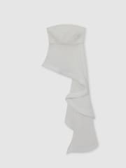 Reiss Ivory Rhianna Silk Asymmetric-Ruffle Bandeau Top - Image 2 of 7