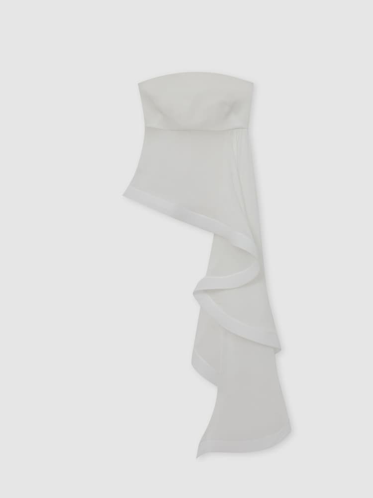 Reiss Ivory Rhianna Silk Asymmetric-Ruffle Bandeau Top - Image 2 of 7