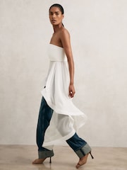 Reiss Ivory Rhianna Silk Asymmetric-Ruffle Bandeau Top - Image 3 of 7