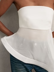 Reiss Ivory Rhianna Silk Asymmetric-Ruffle Bandeau Top - Image 5 of 7