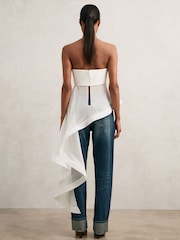 Reiss Ivory Rhianna Silk Asymmetric-Ruffle Bandeau Top - Image 6 of 7