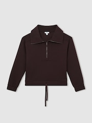 Reiss Laney Interlock Half Zip Drawstring Hem Sweatshirt - Imagen 2 de 5